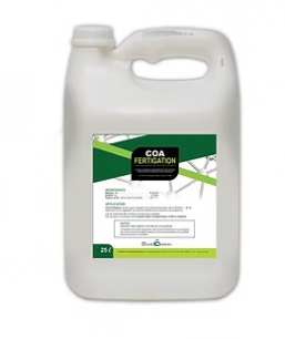 COA Fertigation is a carbon-based product developed to enhance soil fertility. Specially formulated for optimal support of plant nutrients supplied in the root zone.  ​   A non-harmful, non-toxic and naturally occurring metabolite.  ​  Suitable for all crops  ​  Available in 5L, 1L, 500ml, 250ml