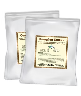 Complex Calsus is an ultra-fine calcitic lime/ calcium source. Complex Calsus can be suspended in water and applied with a boom tractor and irrigation systems  ​   A non-harmful, non-toxic and naturally occurring metabolite.  ​  Suitable for all crops  ​  Available in 25kg, 1kg, 500g, 100g